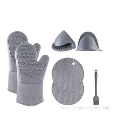 Set sarung tangan ketuhar silikon